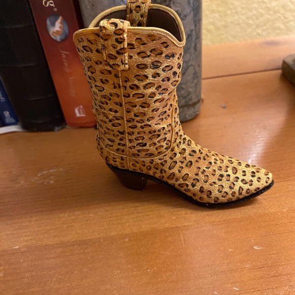 Collectible Popular Imports Nostalgia Leopard Print Cowboy Miniature Boot - Picture 4 of 4